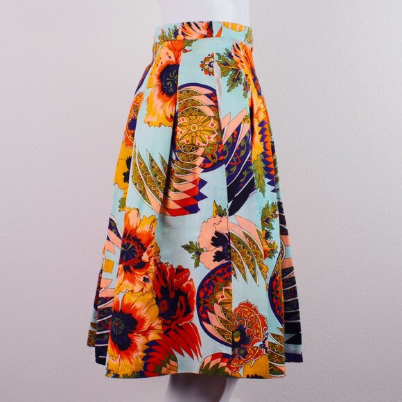 MSGM Pleated Floral Print Midi Skirt Multicolor Size 0 EU 32 UK 4 - Picture 2 of 8